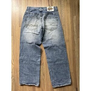 VTG Y2K Avirex Jeans Men's SZ 34x31 Blue Baggy Straight Denim Medium Wash Paint